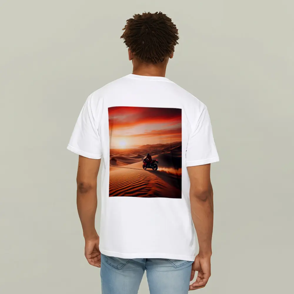 Sport Bike Rider Desert Dunes Sunset – T-Shirts