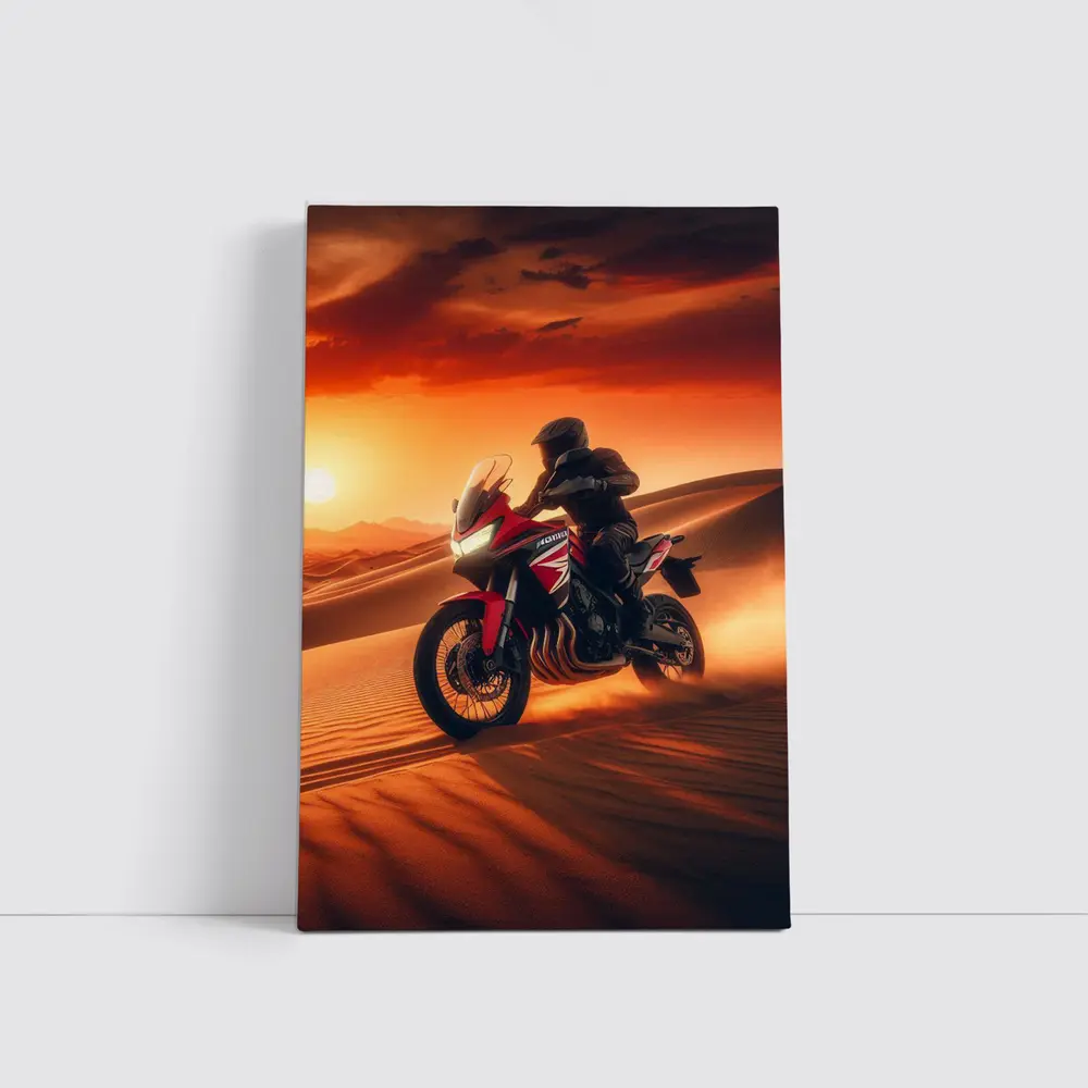 Honda Adventure Motorcycle Desert Sunset Ride – Wall Art