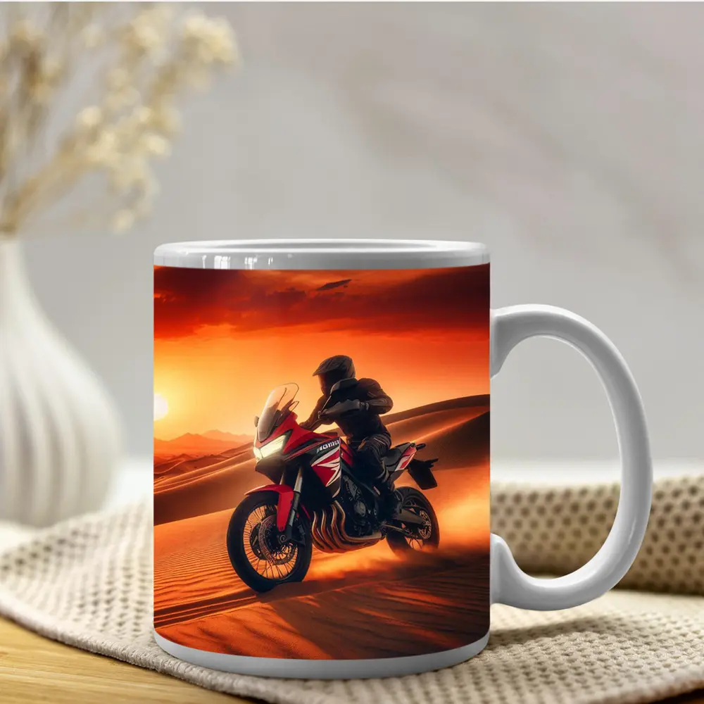 Honda Adventure Motorcycle Desert Sunset Ride – Mugs
