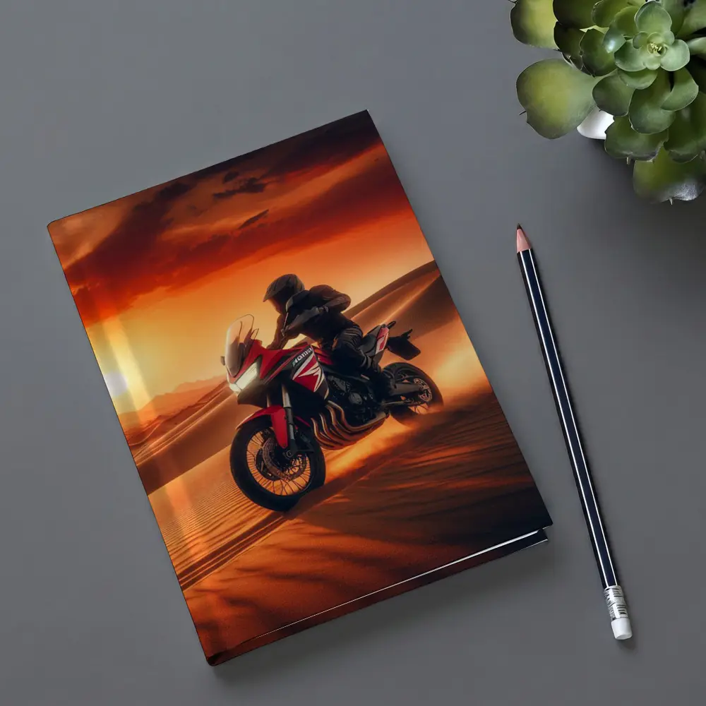 Honda Adventure Motorcycle Desert Sunset Ride – Notebooks