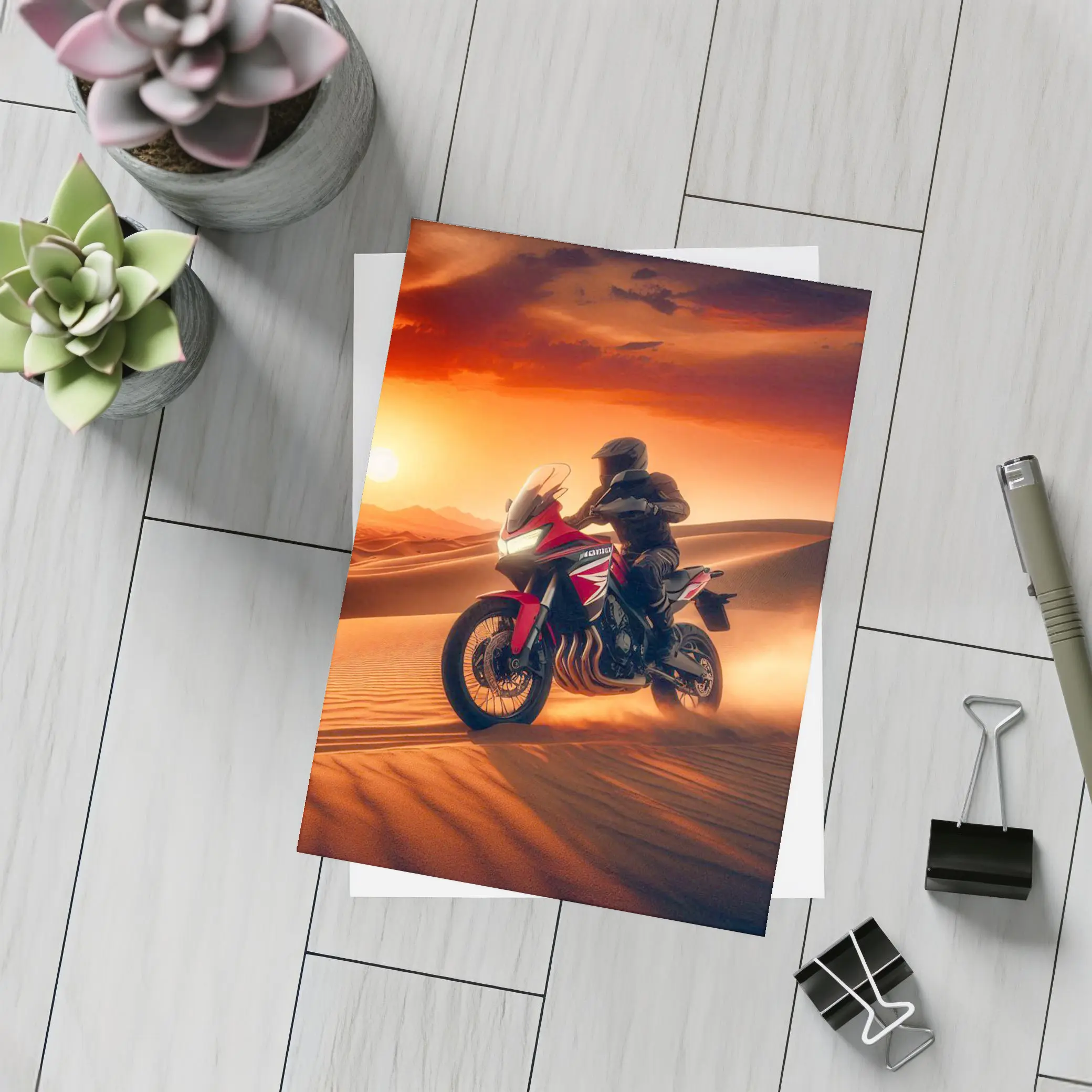 Honda Adventure Motorcycle Desert Sunset Ride – Postcards