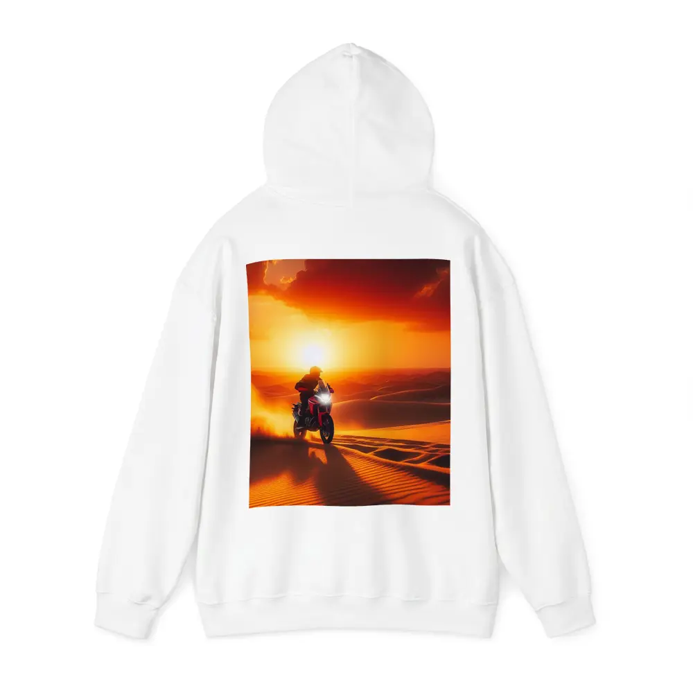 Adventure Motorcycle Rider Desert Sunset Dunes – Hoodies