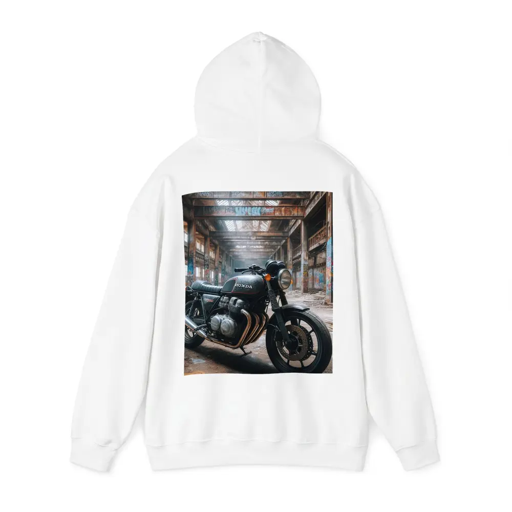 Honda Cafe Racer Motorcycle Abandoned Industrial Warehouse – Hoodies