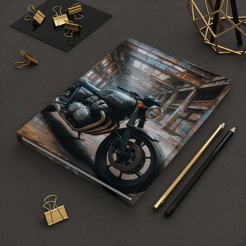 Honda Cafe Racer Motorcycle Abandoned Industrial Warehouse – Notebooks