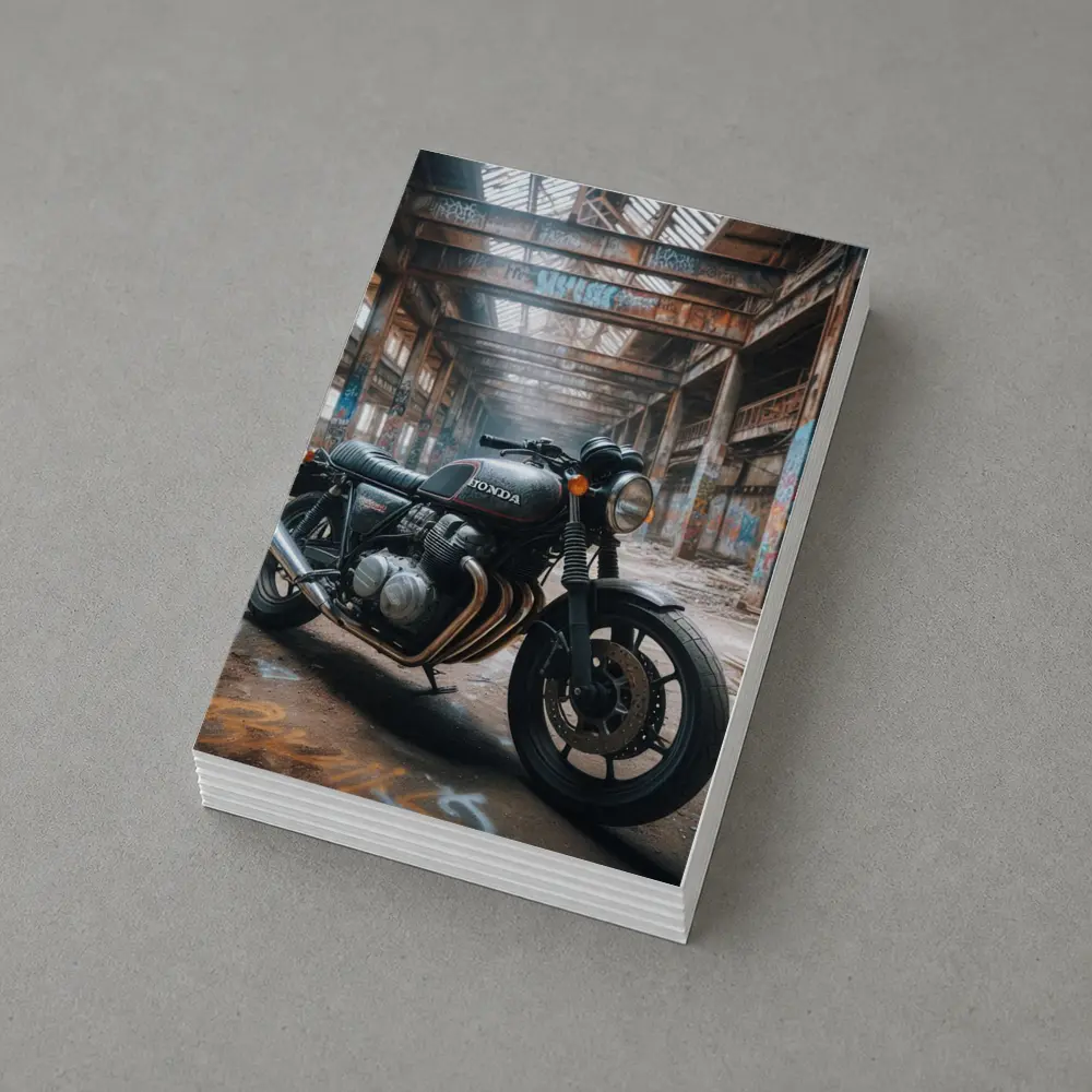 Honda Cafe Racer Motorcycle Abandoned Industrial Warehouse – Postcards