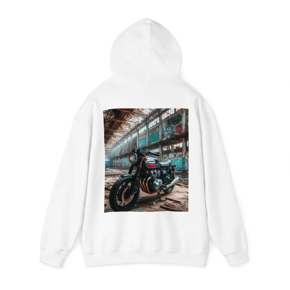 Honda Cafe Racer Motorcycle Abandoned Industrial Warehouse – Hoodies