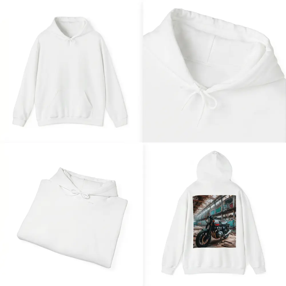 Honda Cafe Racer Motorcycle Abandoned Industrial Warehouse – Hoodies