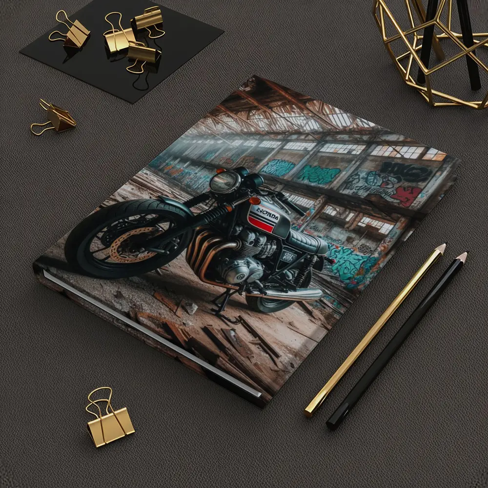 Honda Cafe Racer Motorcycle Abandoned Industrial Warehouse – Notebooks
