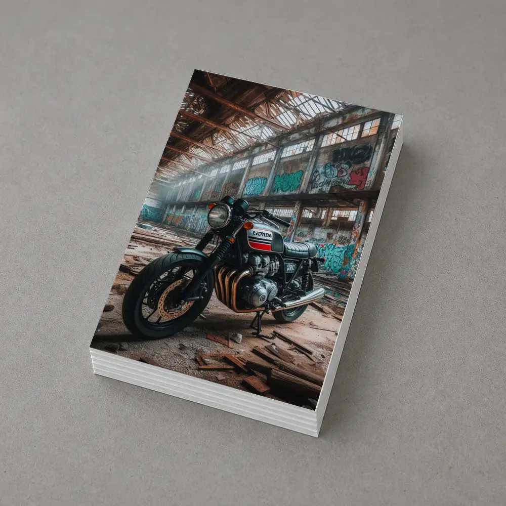 Honda Cafe Racer Motorcycle Abandoned Industrial Warehouse – Postcards