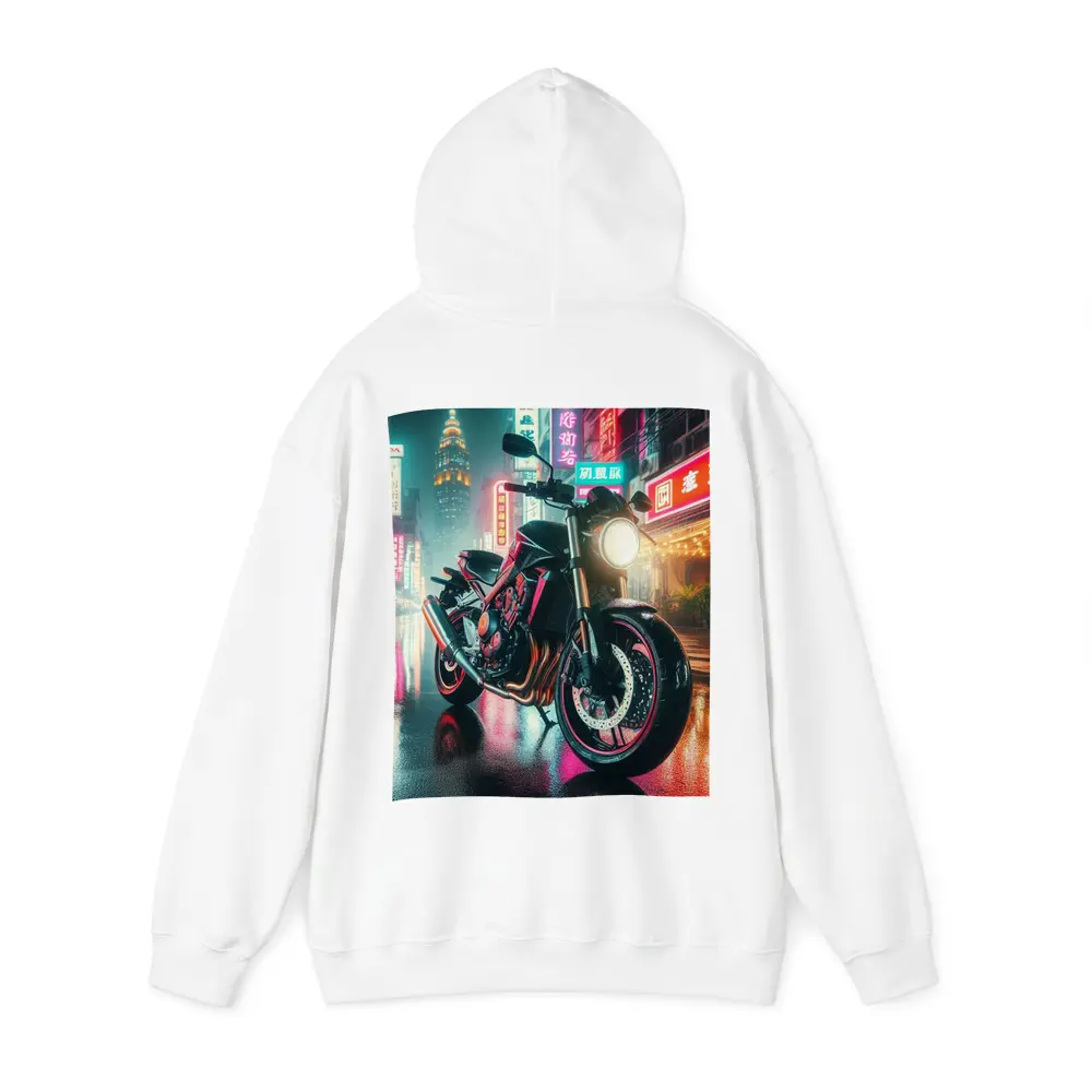 Naked Bike Neon City Rainy Night Street – Hoodies