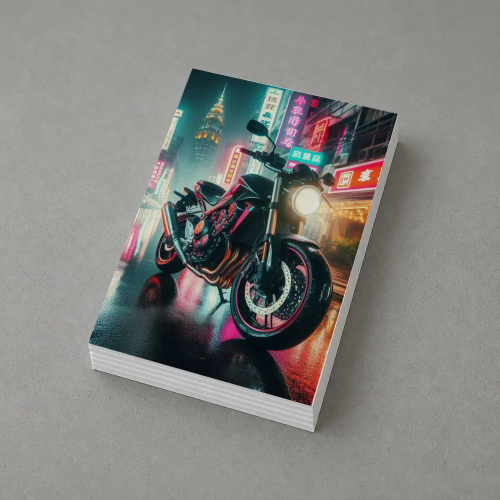 Naked Bike Neon City Rainy Night Street – Postcards