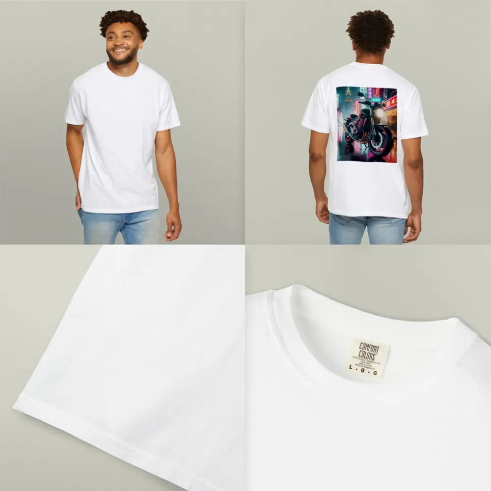 Naked Bike Neon City Rainy Night Street – T-Shirts