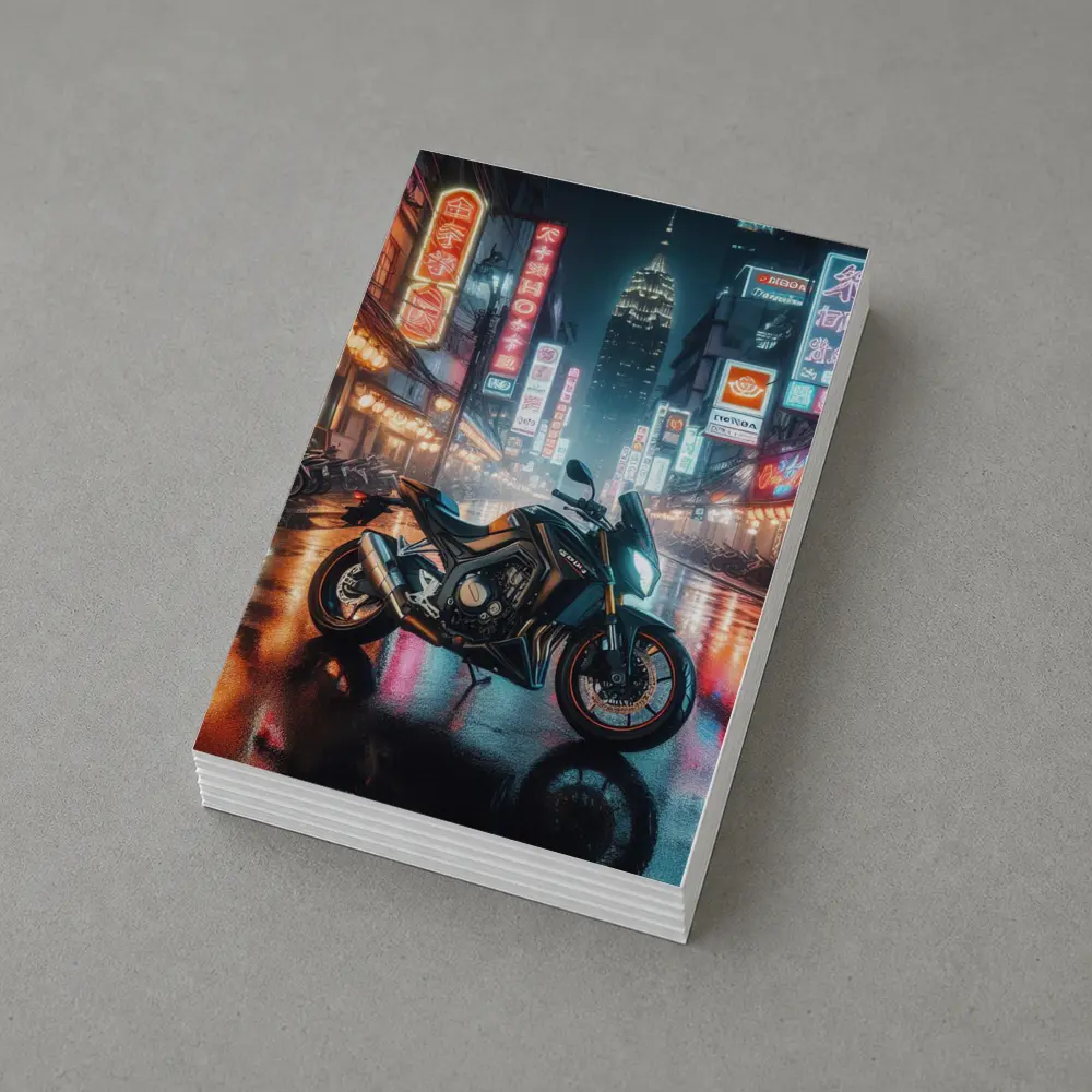 Naked Bike Rainy Neon City Night Street – Postcards