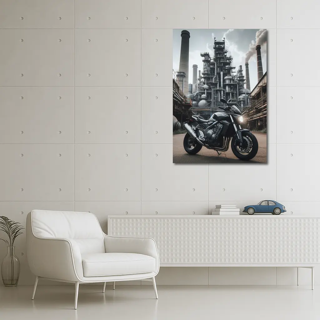 Honda Naked Bike Industrial Factory Background – Wall Art