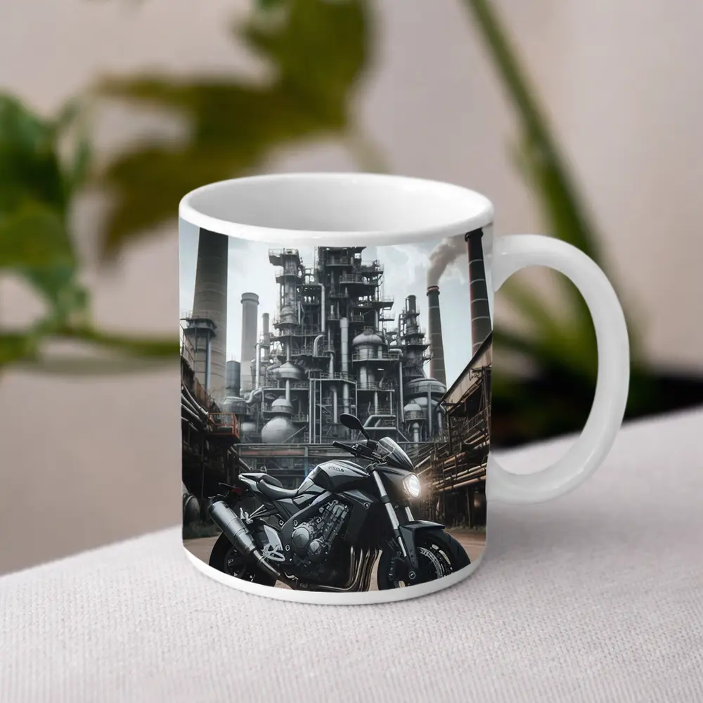 Honda Naked Bike Industrial Factory Background – Mugs