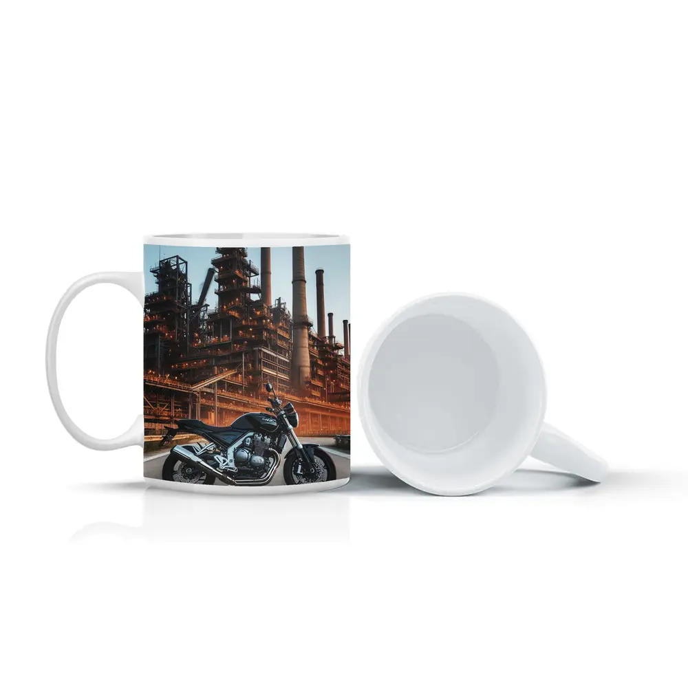 Naked Bike Motorcycle Industrial Refinery Dusk – Mugs