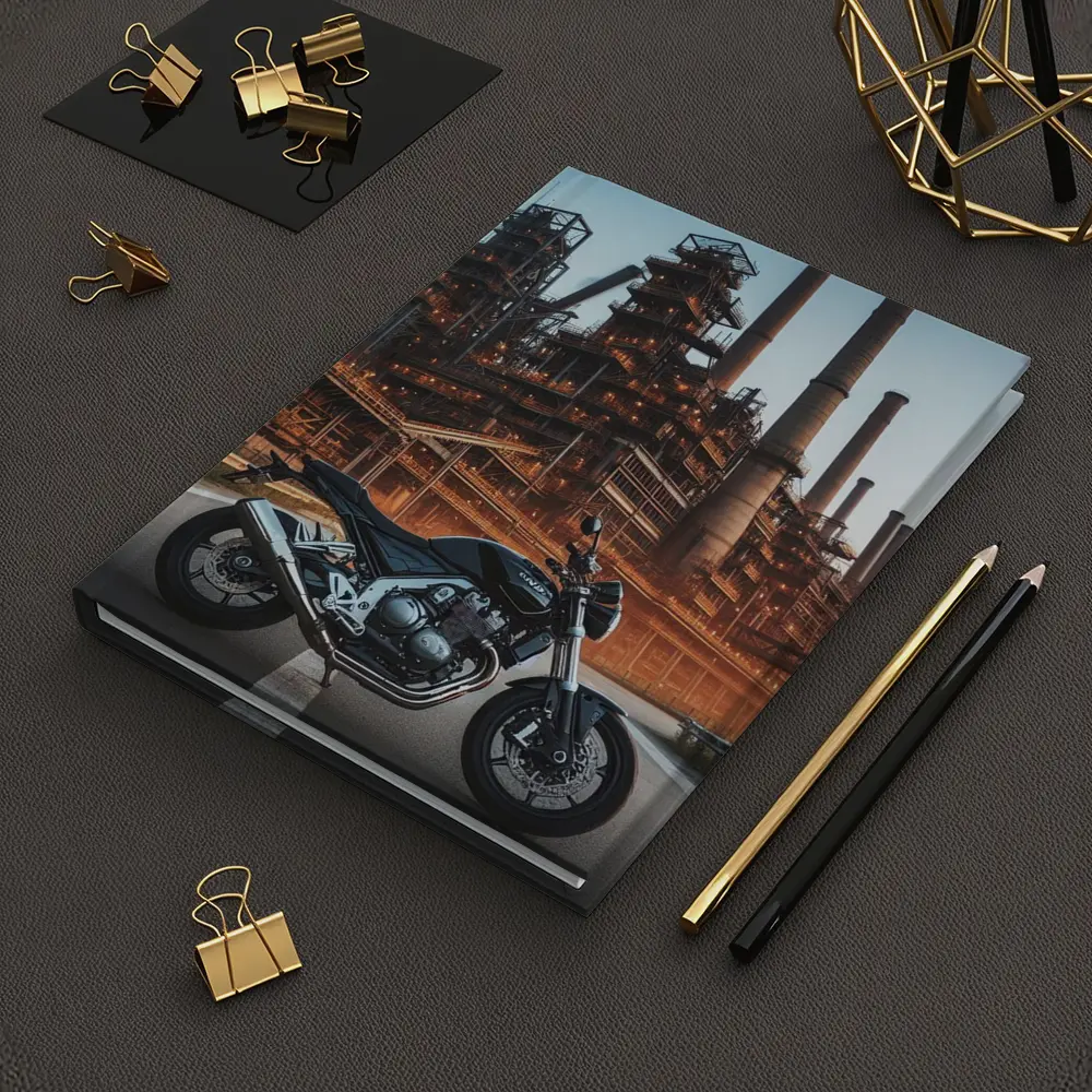 Naked Bike Motorcycle Industrial Refinery Dusk – Notebooks