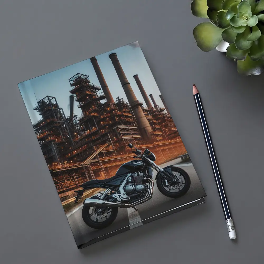 Naked Bike Motorcycle Industrial Refinery Dusk – Notebooks