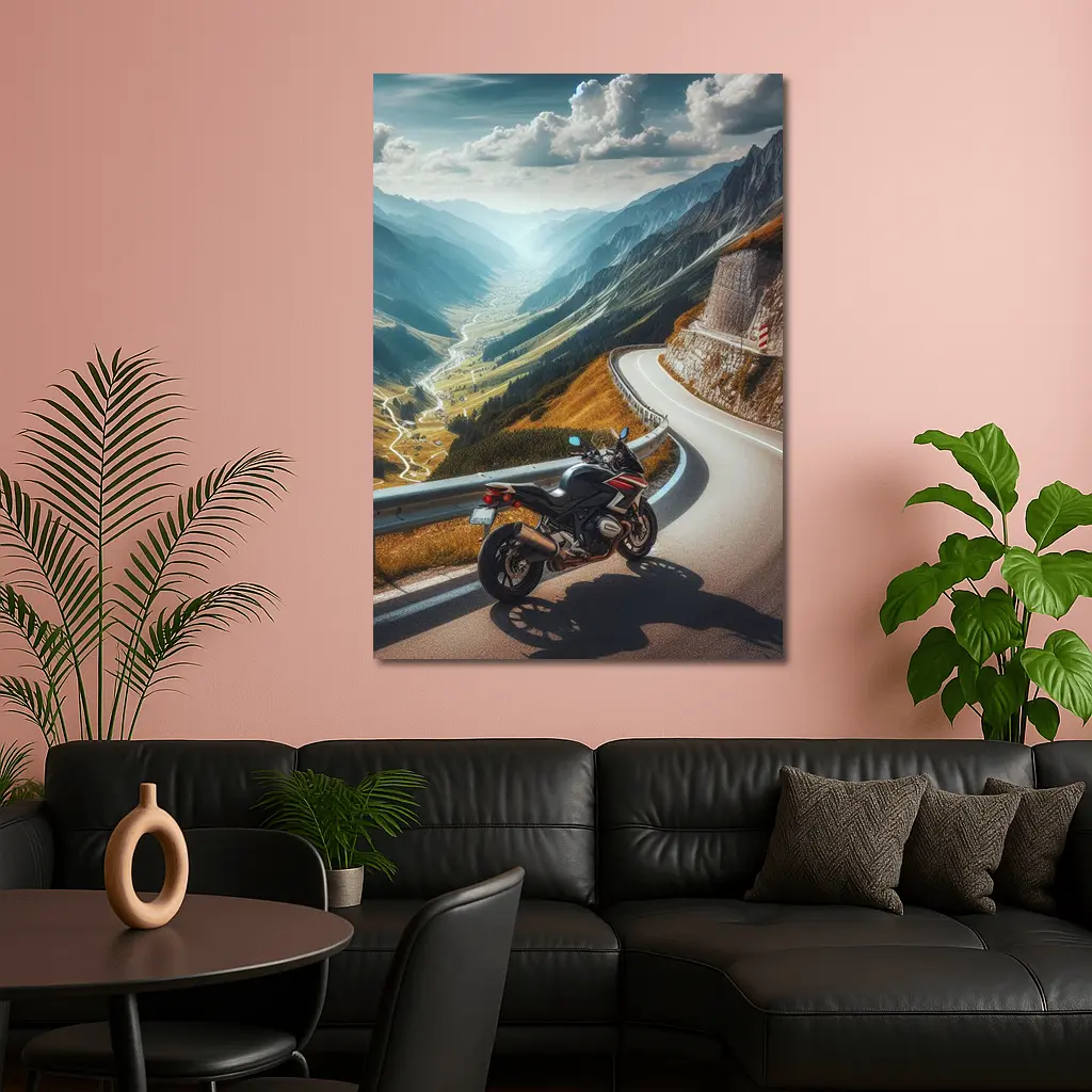 Sport Bike on Mountain Alpine Road – Wall Art