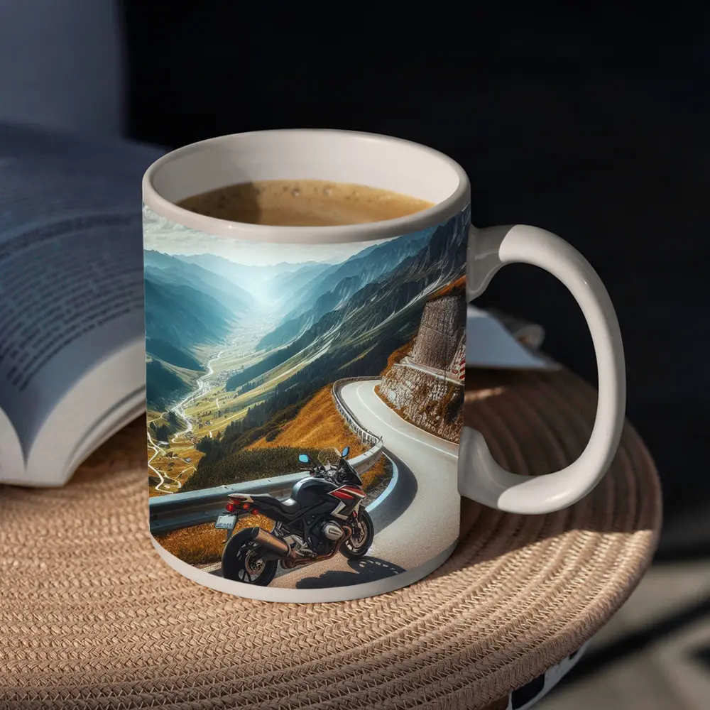 Sport Bike on Mountain Alpine Road – Mugs