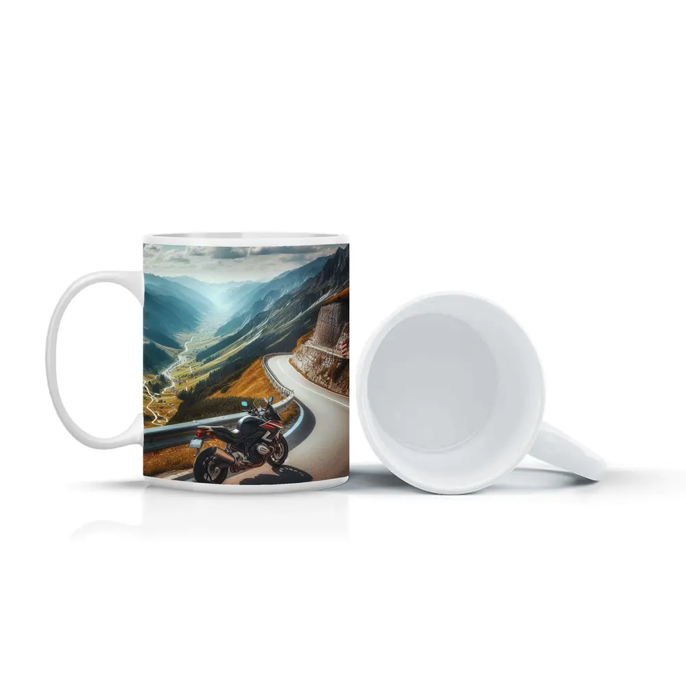 Sport Bike on Mountain Alpine Road – Mugs