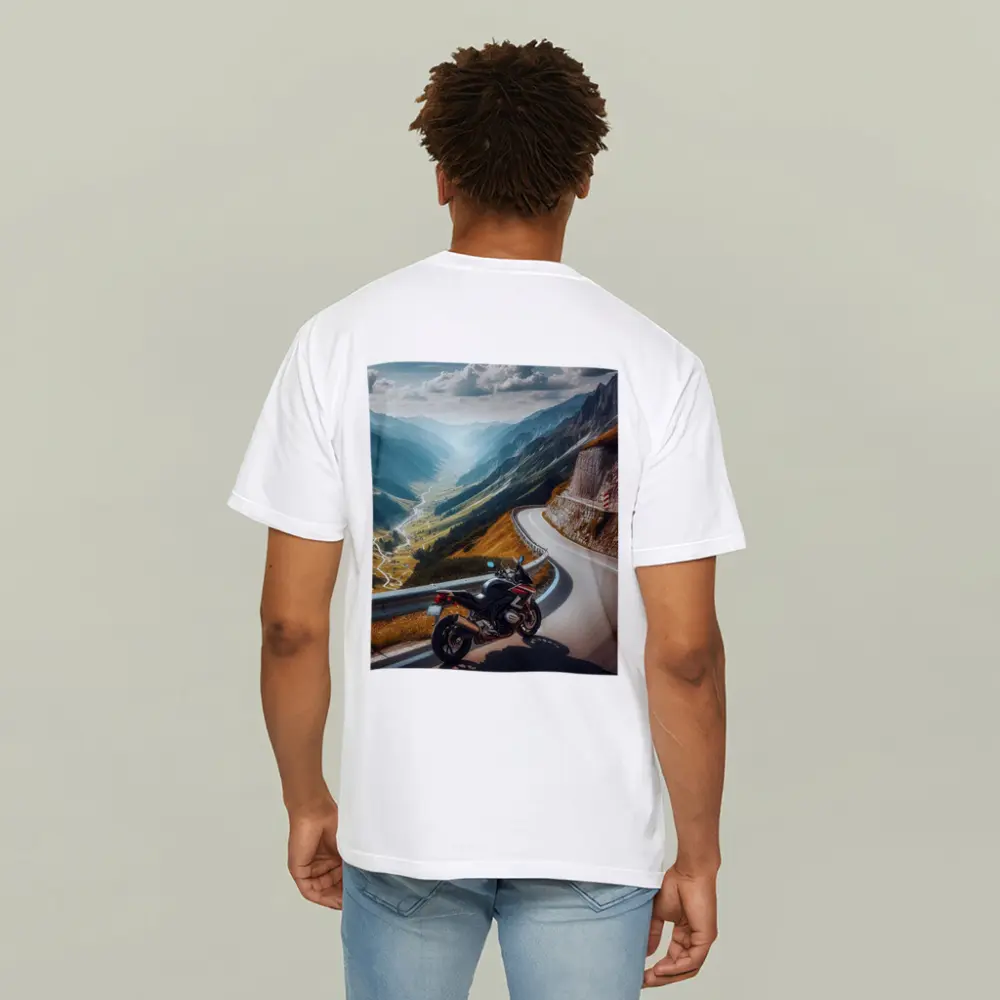 Sport Bike on Mountain Alpine Road – T-Shirts