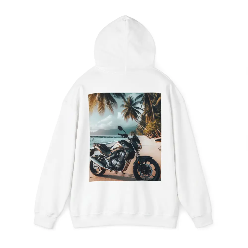 Naked Bike Motorcycle Parked on Tropical Beach – Hoodies