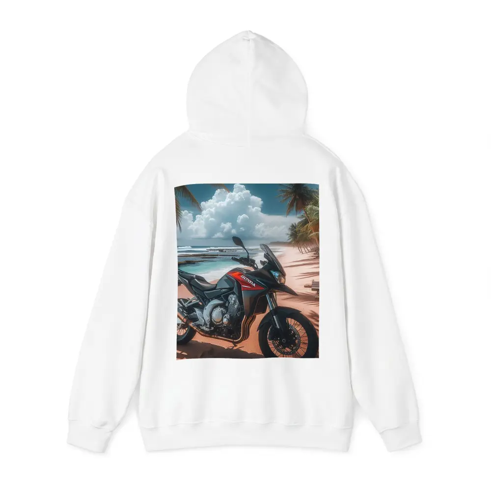 Honda Adventure Motorcycle Tropical Beach Scene – Hoodies