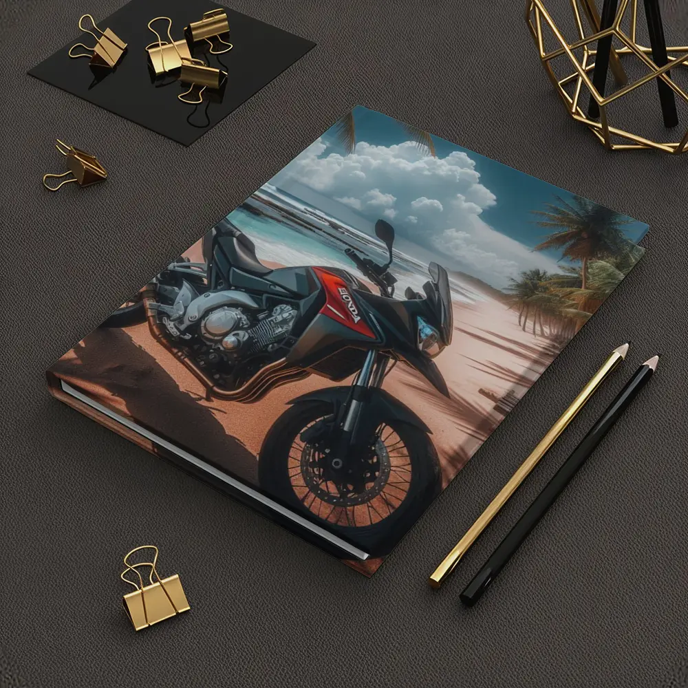 Honda Adventure Motorcycle Tropical Beach Scene – Notebooks
