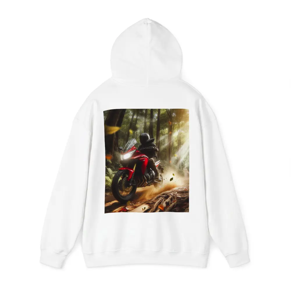 Red Adventure Motorcycle Riding Forest Trail – Hoodies