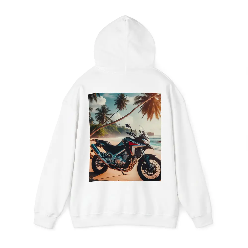 Honda Adventure Motorcycle Tropical Beach Scene – Hoodies