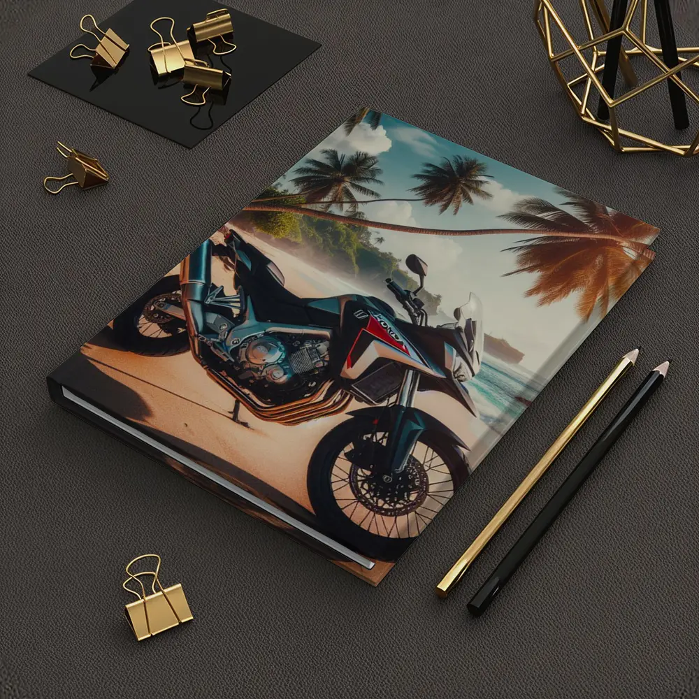 Honda Adventure Motorcycle Tropical Beach Scene – Notebooks