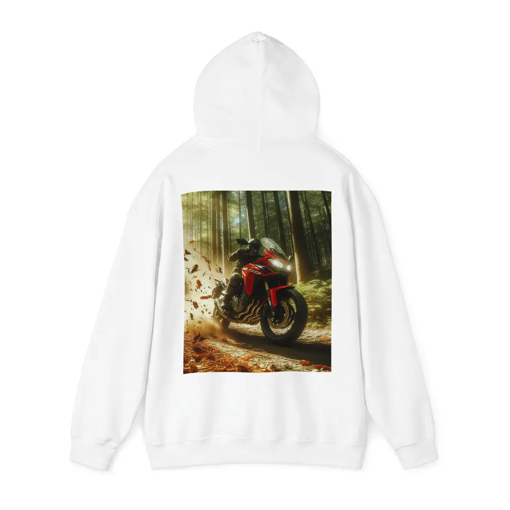 Red Sport Bike Rider Autumn Forest – Hoodies
