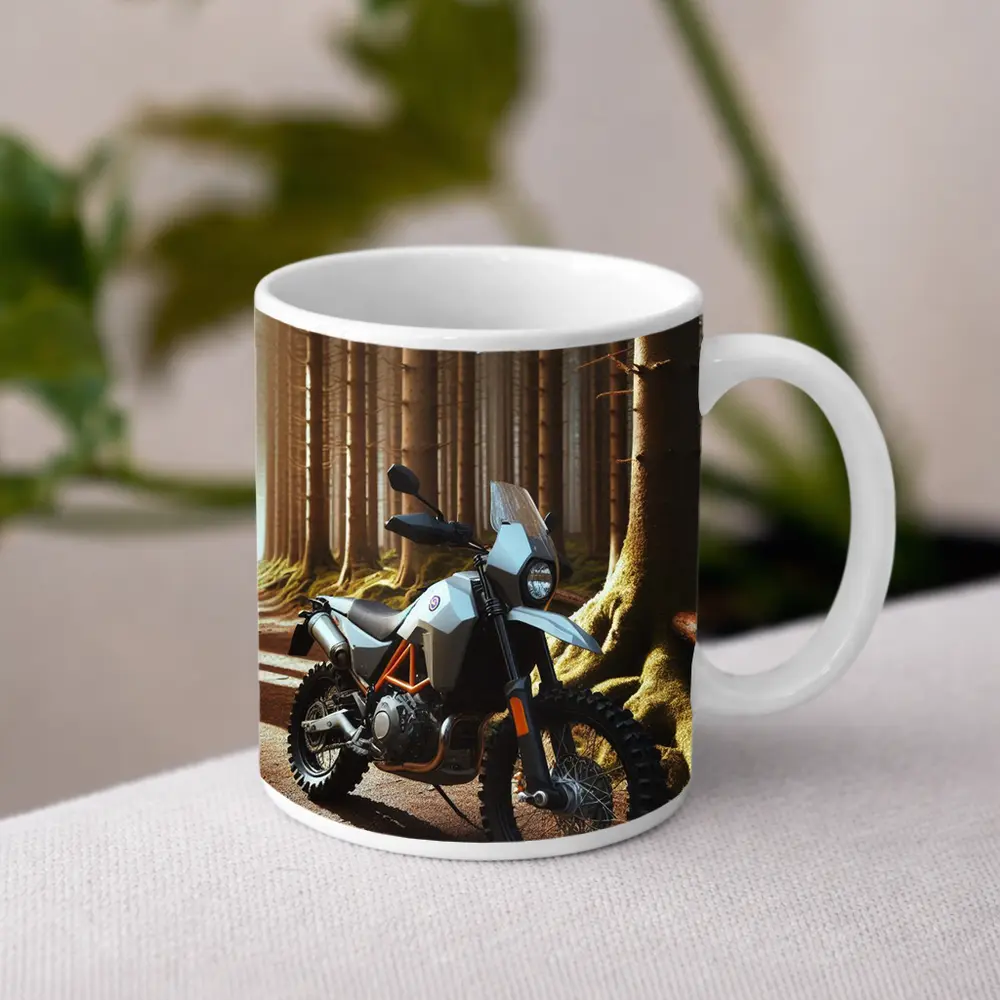Adventure Dual Sport Bike Forest Trail Sunlight – Mugs
