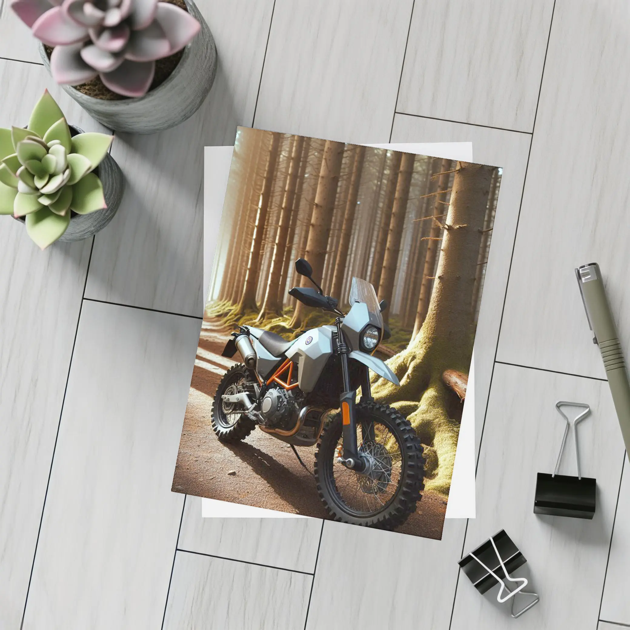 Adventure Dual Sport Bike Forest Trail Sunlight – Postcards