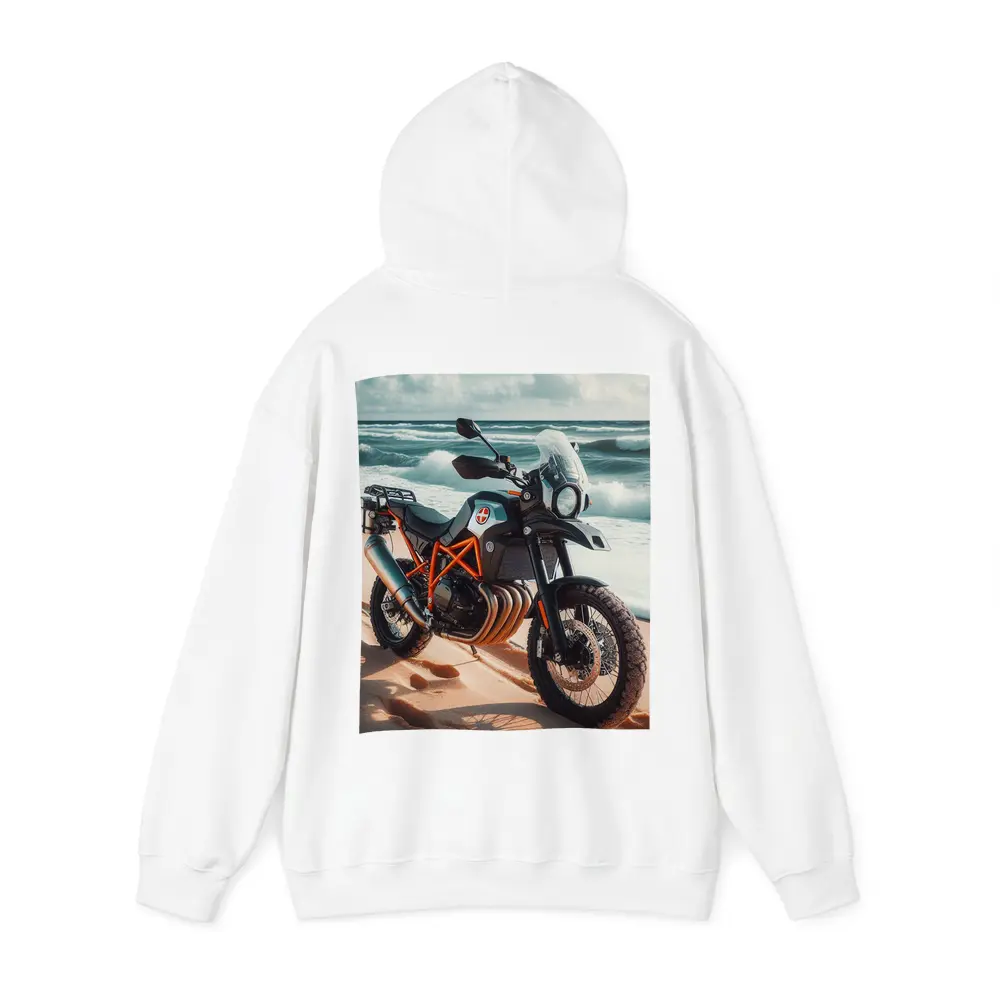 Adventure Dual Sport Bike On Sandy Beach – Hoodies