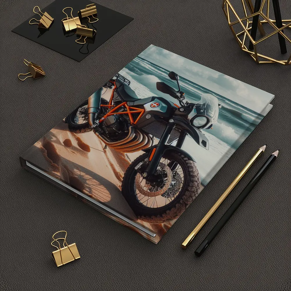 Adventure Dual Sport Bike On Sandy Beach – Notebooks