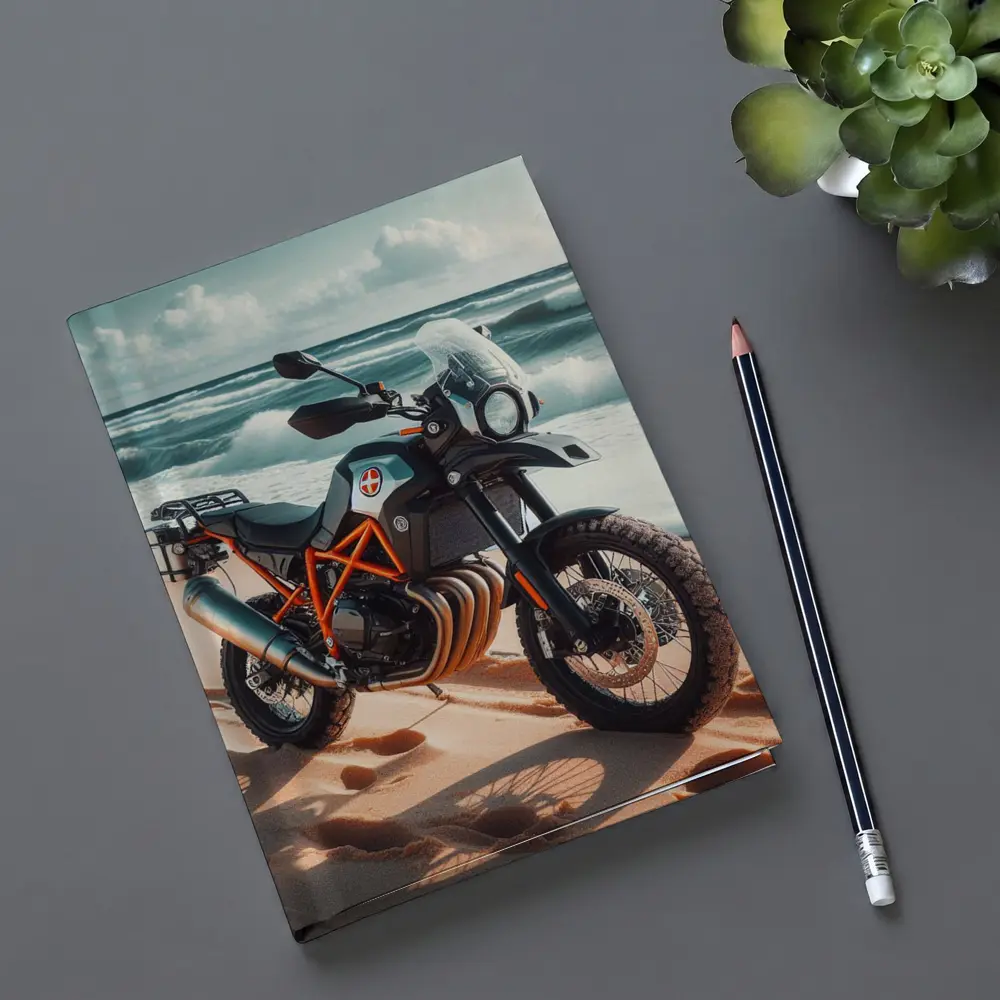 Adventure Dual Sport Bike On Sandy Beach – Notebooks