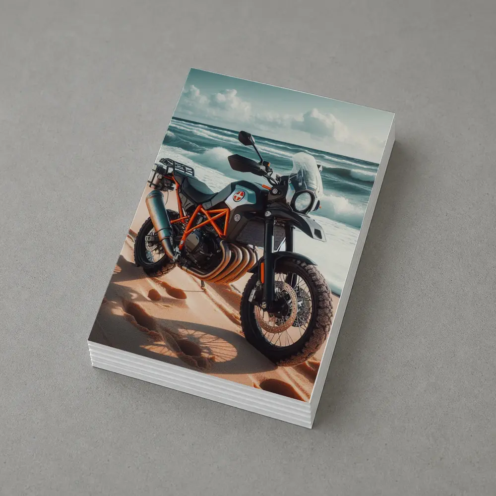 Adventure Dual Sport Bike On Sandy Beach – Postcards