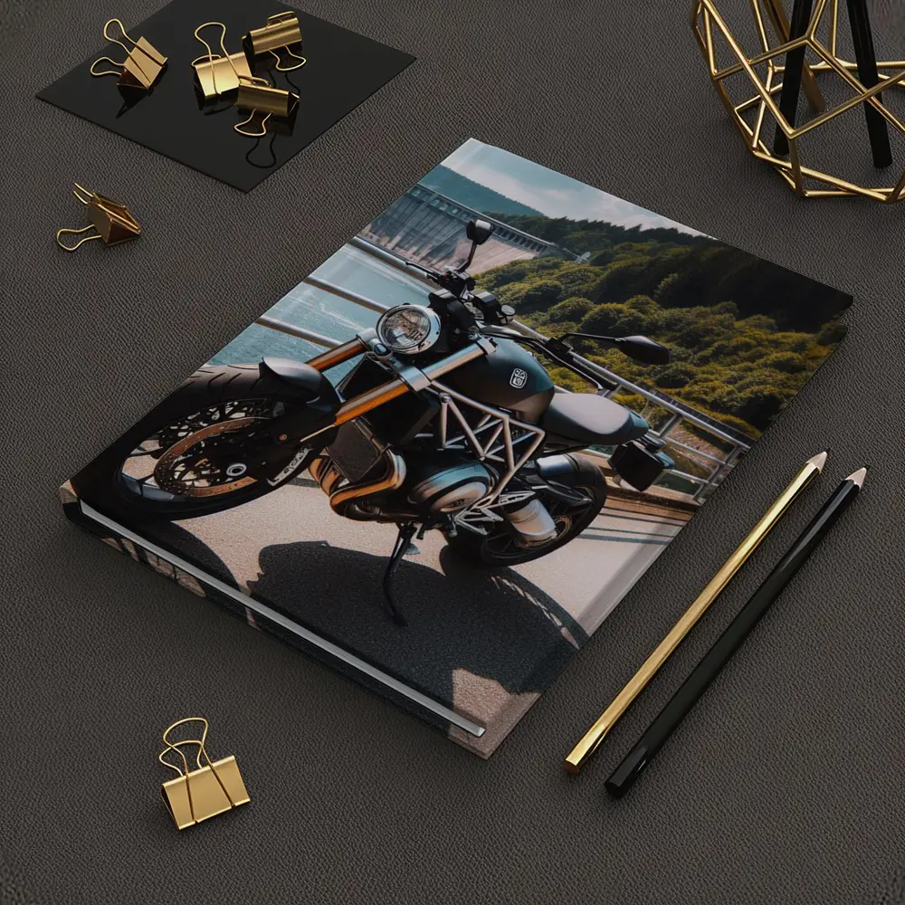 Husqvarna Naked Bike Parked By Dam – Notebooks