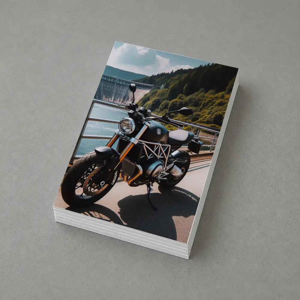 Husqvarna Naked Bike Parked By Dam – Postcards