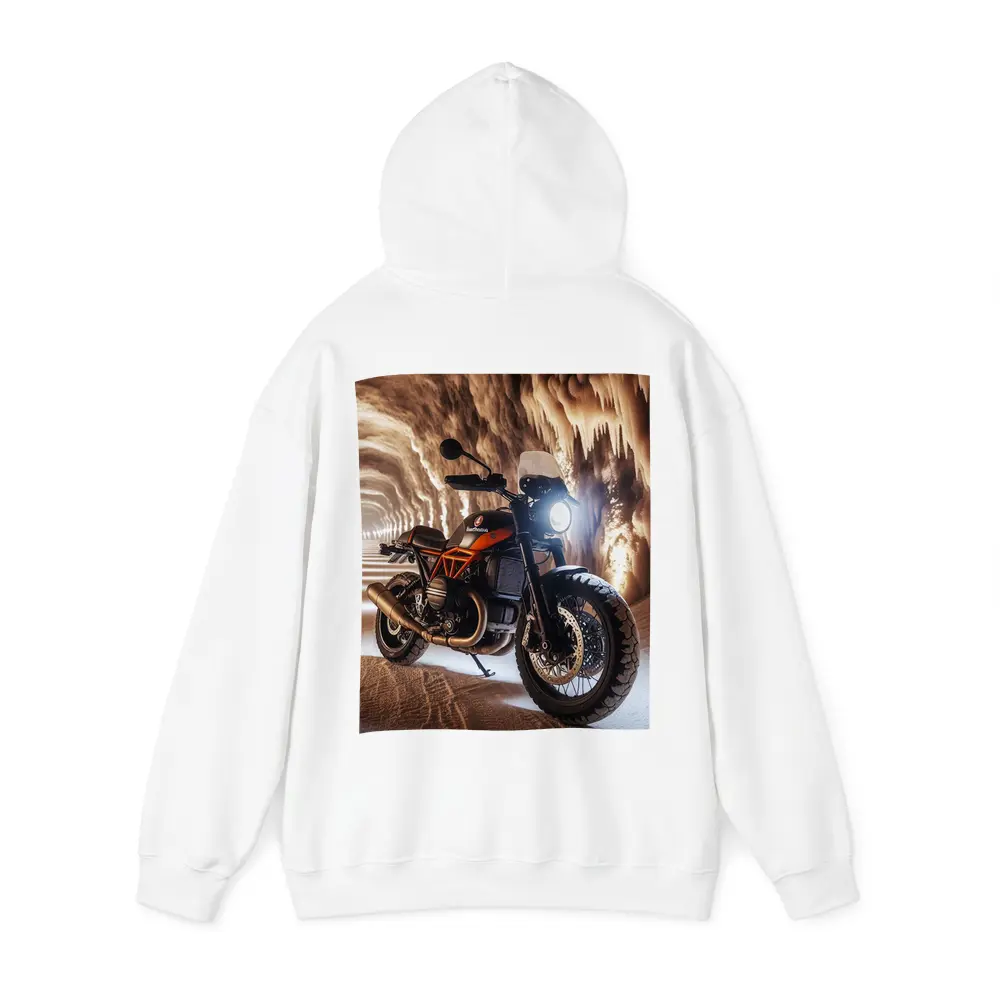 Scrambler Motorcycle Inside Glowing Cave – Hoodies