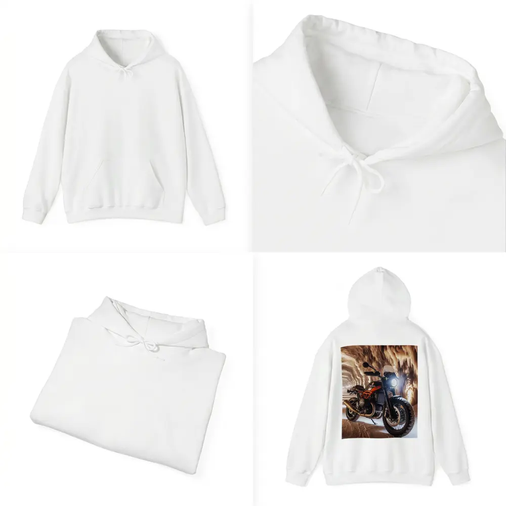 Scrambler Motorcycle Inside Glowing Cave – Hoodies