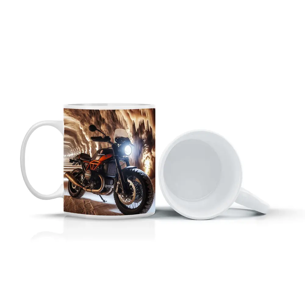 Scrambler Motorcycle Inside Glowing Cave – Mugs