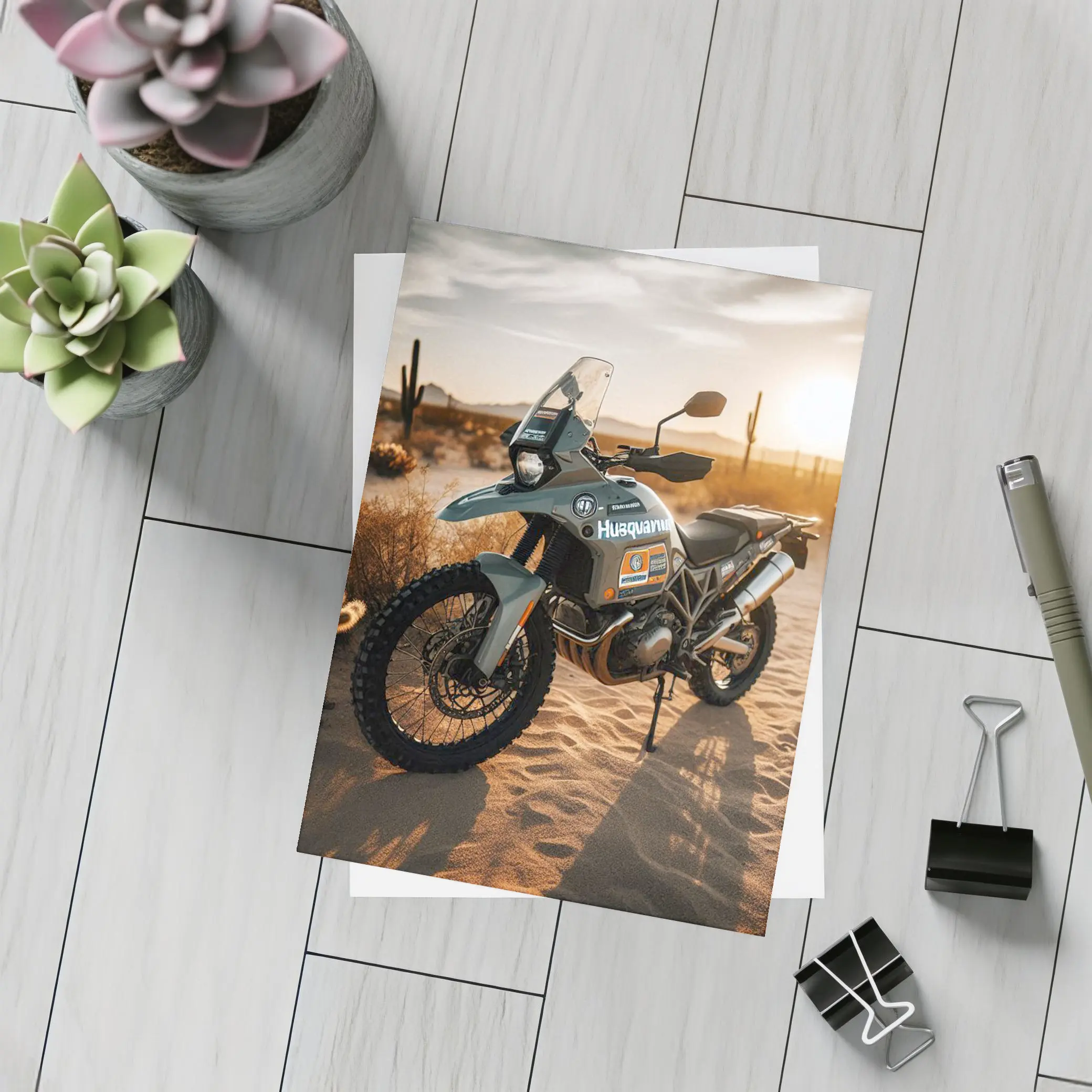 Husqvarna Adventure Dual Sport Bike Desert Sunset – Postcards