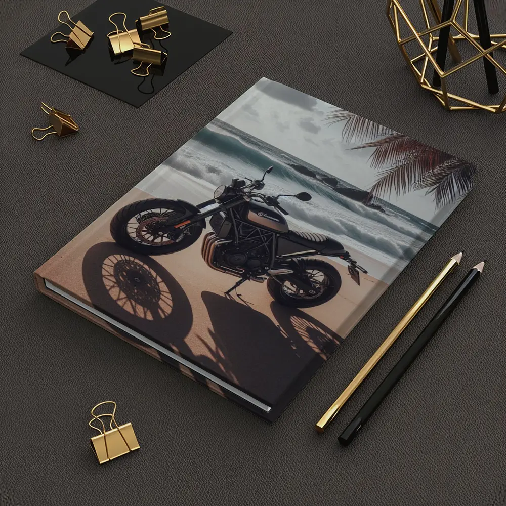 Husqvarna Scrambler Motorcycle Parked Tropical Beach – Notebooks