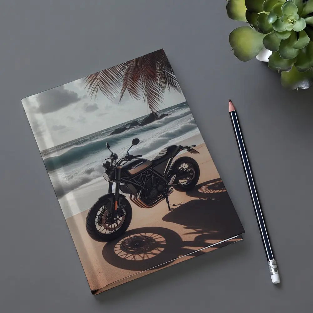 Husqvarna Scrambler Motorcycle Parked Tropical Beach – Notebooks