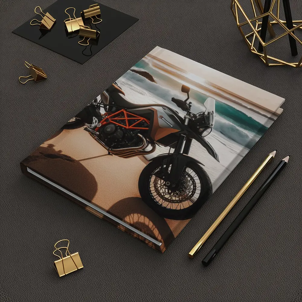 KTM Adventure Motorcycle Parked On Beach – Notebooks