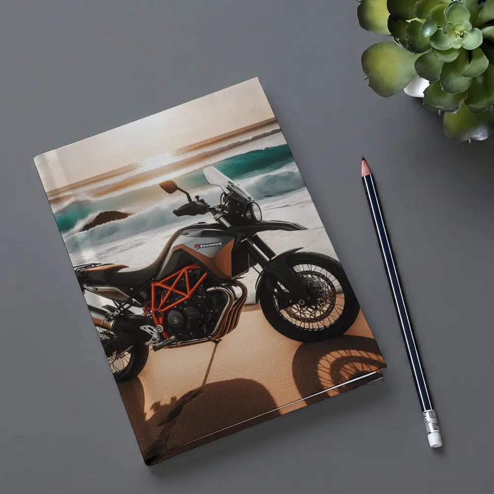 KTM Adventure Motorcycle Parked On Beach – Notebooks