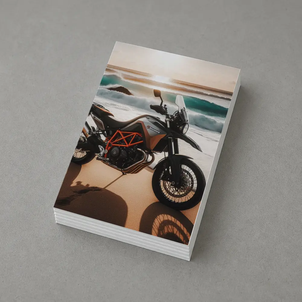 KTM Adventure Motorcycle Parked On Beach – Postcards